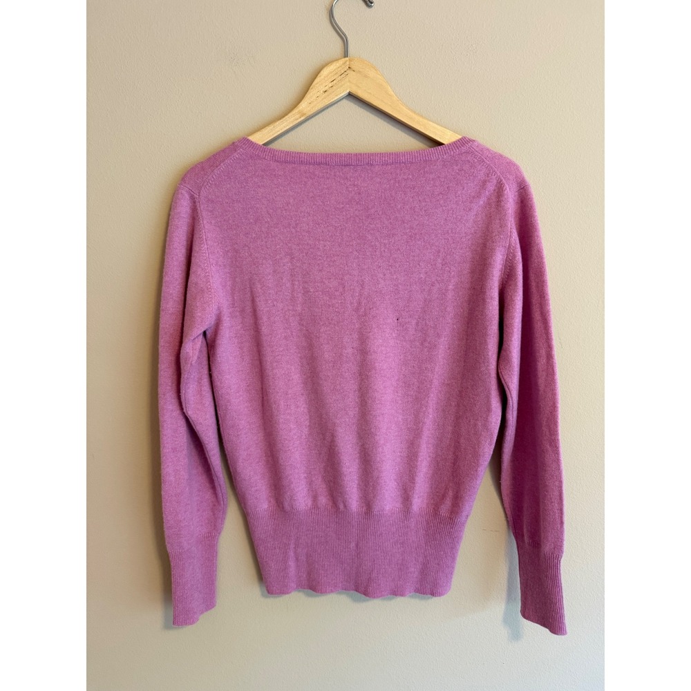 Autumn Cashmere Womens V-Neck Sweater 100% Pure Cashmere Pink Size S Long Sleeve - Picture 4 of 5